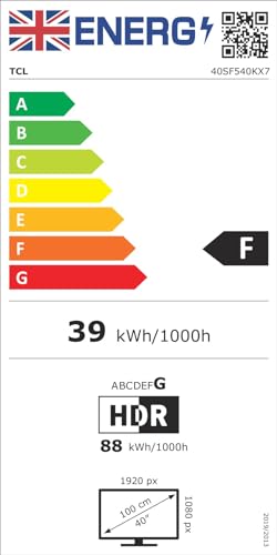 TCL 40SF540K 40-inch FHD Smart Television - HDR & HLG-Dolby Audio-DTS