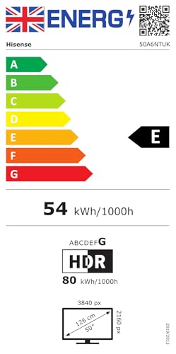 Hisense 50 Inch 4K Smart TV 50A6NTUK - Dolby Vision, Game Mode PLUS