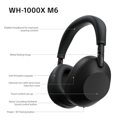 Sony WH-1000XM6 Flagship Noise Cancelling Over-Ear Wireless Bluetooth Headphones