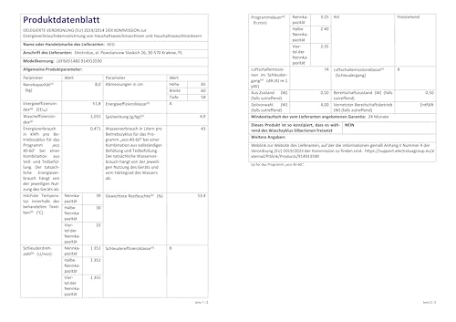 AEG Series 6000 L6FBA51480 washing machine Front-load 8 kg 1400 RPM White