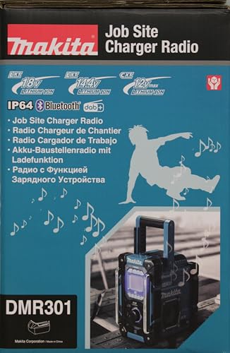 Makita DMR301 DAB/DAB+ Job Site Radio with Bluetooth – Batteries and Charger Not Included