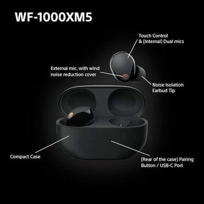 Sony WF-1000XM5 Wireless Noise Cancelling Earbuds, Bluetooth, In-ear Headphones, Mic