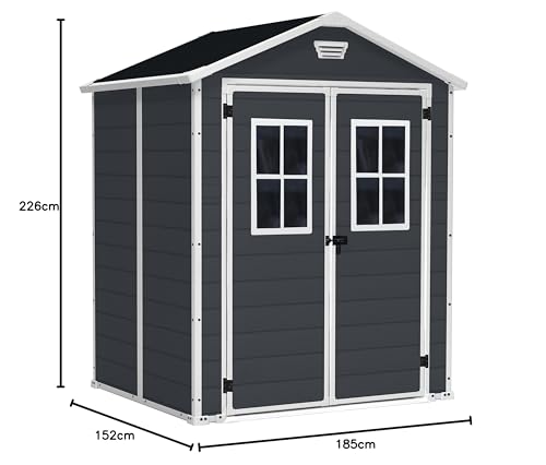 KETER 12-938205 Chalet and Garden Shed Premium Resin 65Dd Ant, Anthracite, 185 x 152 x 226 cm