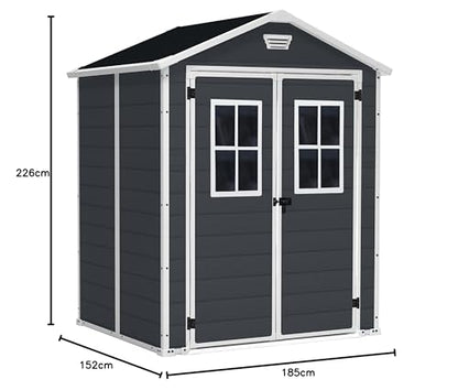 KETER 12-938205 Chalet and Garden Shed Premium Resin 65Dd Ant, Anthracite, 185 x 152 x 226 cm