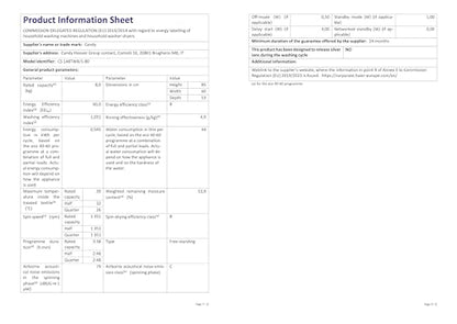 Candy CS148TW4/1-80 8kg Freestanding Washing Machine with 1400 rpm - White - B Rated