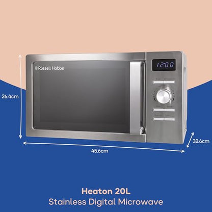 Russell Hobbs Stainless Steel Digital Microwave 20 Litre 800W Solo Digital with 5 Power Levels