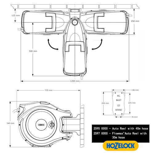 HOZELOCK - Auto Reel Wall-mounted 40m: Easy to Install, Child-lock, Auto-rewind