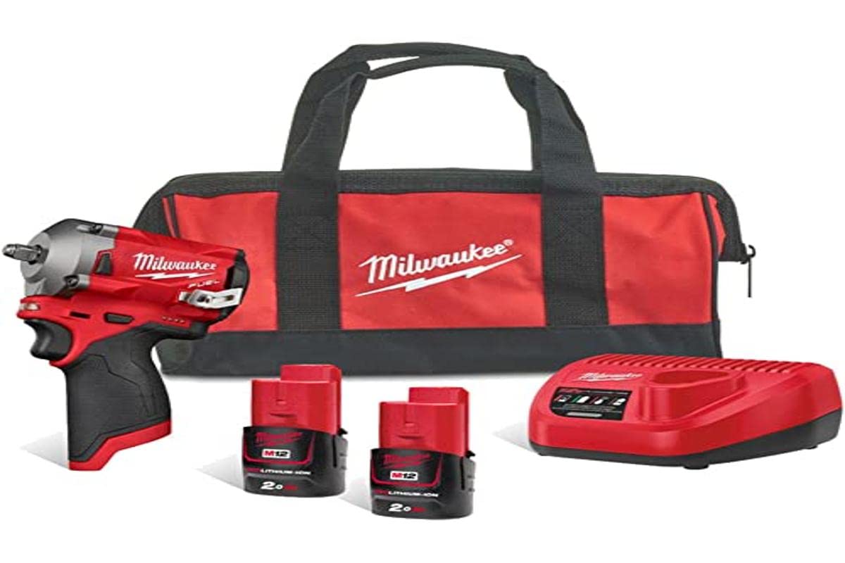 Milwaukee M12FIW38-202B 3/8" Impact Wrench with 2 Batteries