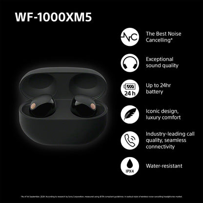 Sony WF-1000XM5 Wireless Noise Cancelling Earbuds, Bluetooth, In-ear Headphones, Mic