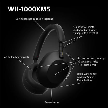 Sony WH-1000XM5 Premium Noise Cancelling Wireless Over-Ear Headphones