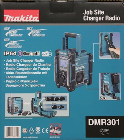 Makita DMR301 DAB/DAB+ Job Site Radio with Bluetooth – Batteries and Charger Not Included