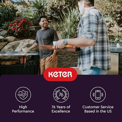 Keter Unity XL Portable Outdoor Table and Storage Cabinet with Hooks for Grill Accessories-Stainless Steel Top