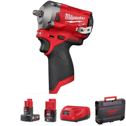 Milwaukee M12 FIW38-622X Fuel™ Impact Wrench Kit 12V 1 x 2.0Ah & 1 x 6.0Ah Li-ion