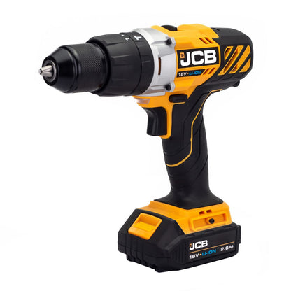 JCB 18V Cordless Combi Drill & Multi Tool, 2X 2.0Ah Battery, Fast Charger, 20" Power Tool Kit Bag