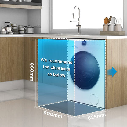 Midea MF200W70B/E Freestanding Washing Machine, BLDC Motor, Bright LED Display, Health Guard, Steam