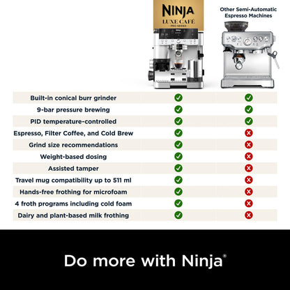 Ninja Luxe Premier 3-in-1 Coffee Machine, Latte, Cappuccino, Cold Brew & Espresso Maker