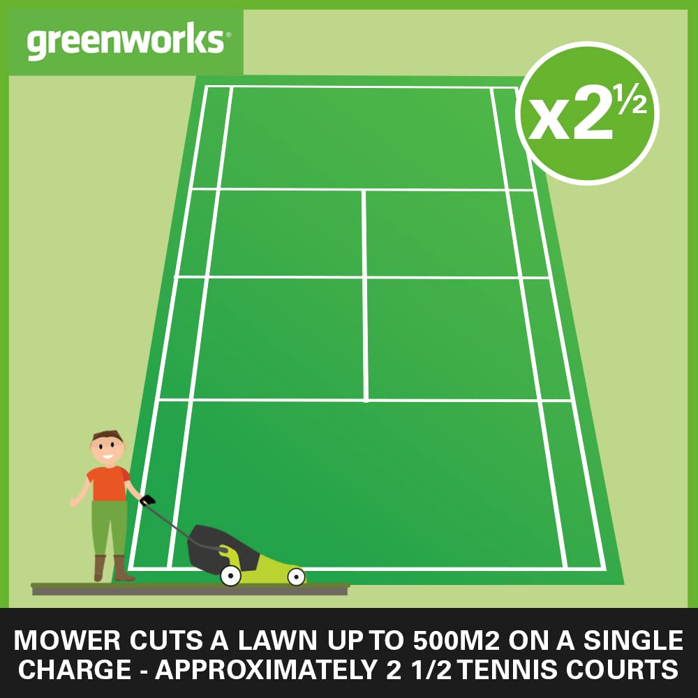 Greenworks 40V Cordless Lawnmower for Lawns up to 500m², 41cm Cutting Width, 50L Bag