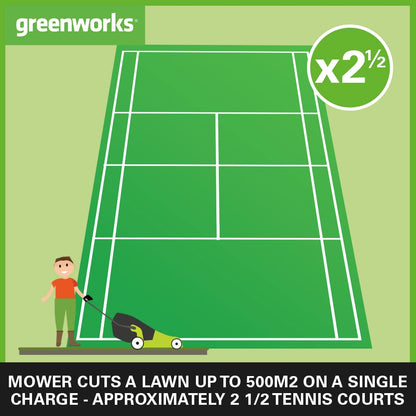 Greenworks 40V Cordless Lawnmower for Lawns up to 500m², 41cm Cutting Width, 50L Bag