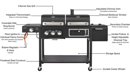 CosmoGrill Hybrid 4 Burner Barbecue with Waterproof Cover