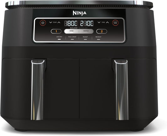 Ninja Foodi Dual Zone Digital Air Fryer, 2 Drawers, 7.6 L, 4-in-1, Used No Oil, Airfry, Max Crisp