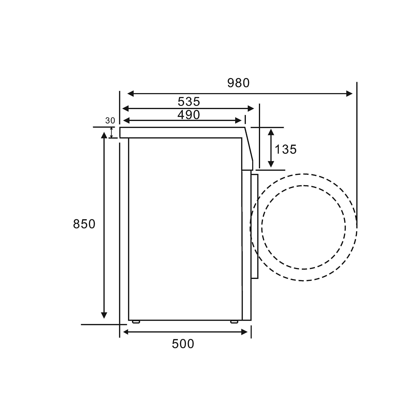 Midea MF200W70B/E Freestanding Washing Machine, BLDC Motor, Bright LED Display, Health Guard, Steam