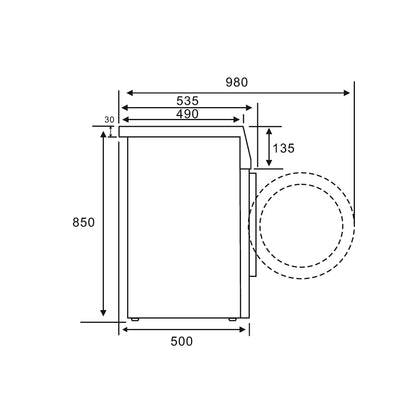 Midea MF200W70B/E Freestanding Washing Machine, BLDC Motor, Bright LED Display, Health Guard, Steam