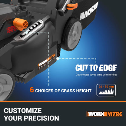 Worx WG737E 40V 37cm Cordless Lawnmower – Ideal for Medium to Large Gardens (300-550 m²)