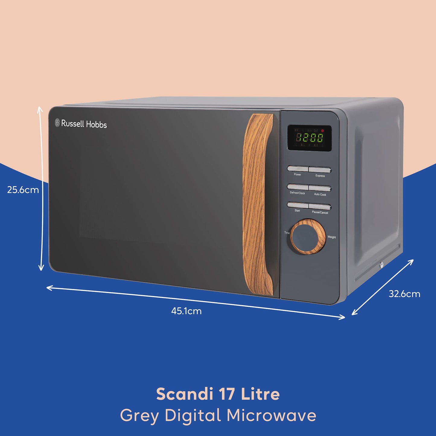 Russell Hobbs RHMD714G 17 L 700 W Scandi Grey Digital Microwave with 5 Power Levels s