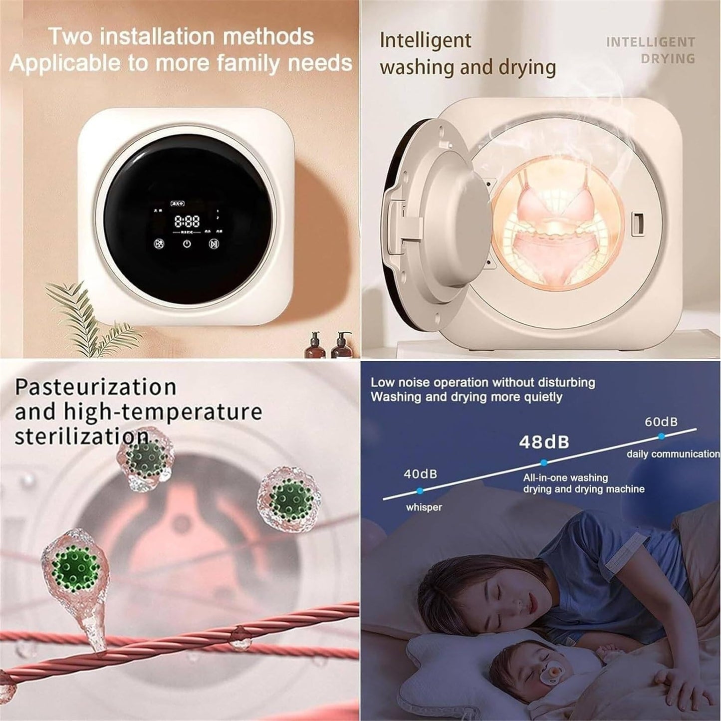 Wall Mounted Mini Automatic Washing Machine, Full-Automatic Washing Machine and Spin Dryer