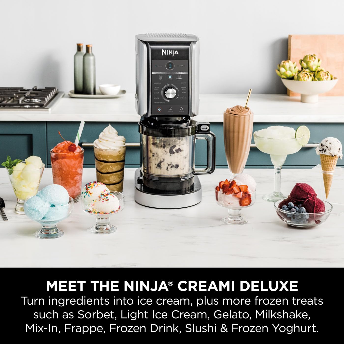 Ninja CREAMi Deluxe Ice Cream Maker & Frozen Dessert Maker with 3 Tubs, 10 Functions