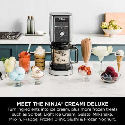 Ninja CREAMi Deluxe Ice Cream Maker & Frozen Dessert Maker with 3 Tubs, 10 Functions