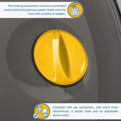 HOZELOCK - Auto Reel Wall-mounted 40m: Easy to Install, Child-lock, Auto-rewind