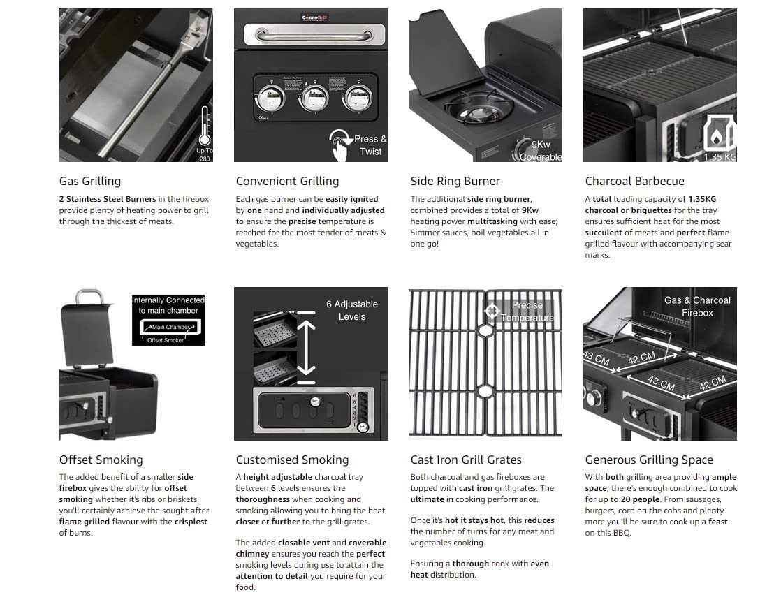 CosmoGrill Hybrid 4 Burner Barbecue with Waterproof Cover