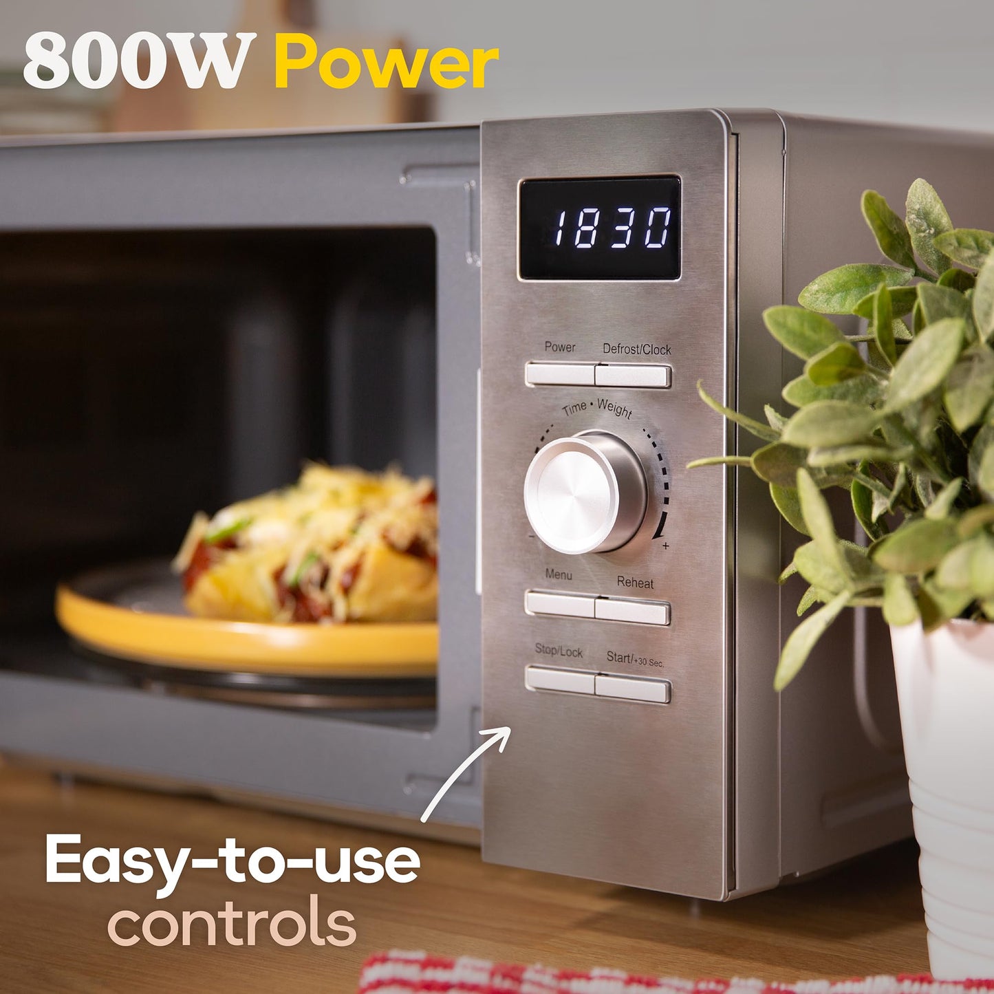 Russell Hobbs Stainless Steel Digital Microwave 20 Litre 800W Solo Digital with 5 Power Levels