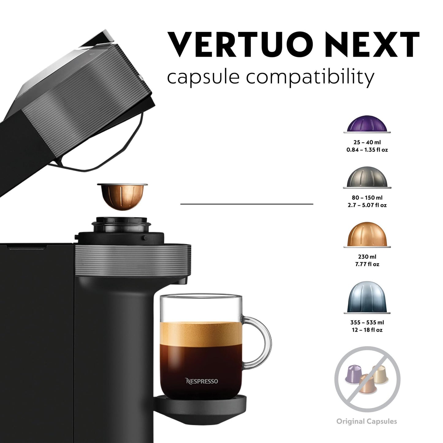 Nespresso ENV120.GY Vertuo Next Coffee Machine by Magimix, Dark Grey