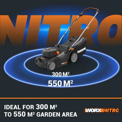 Worx WG737E 40V 37cm Cordless Lawnmower – Ideal for Medium to Large Gardens (300-550 m²)