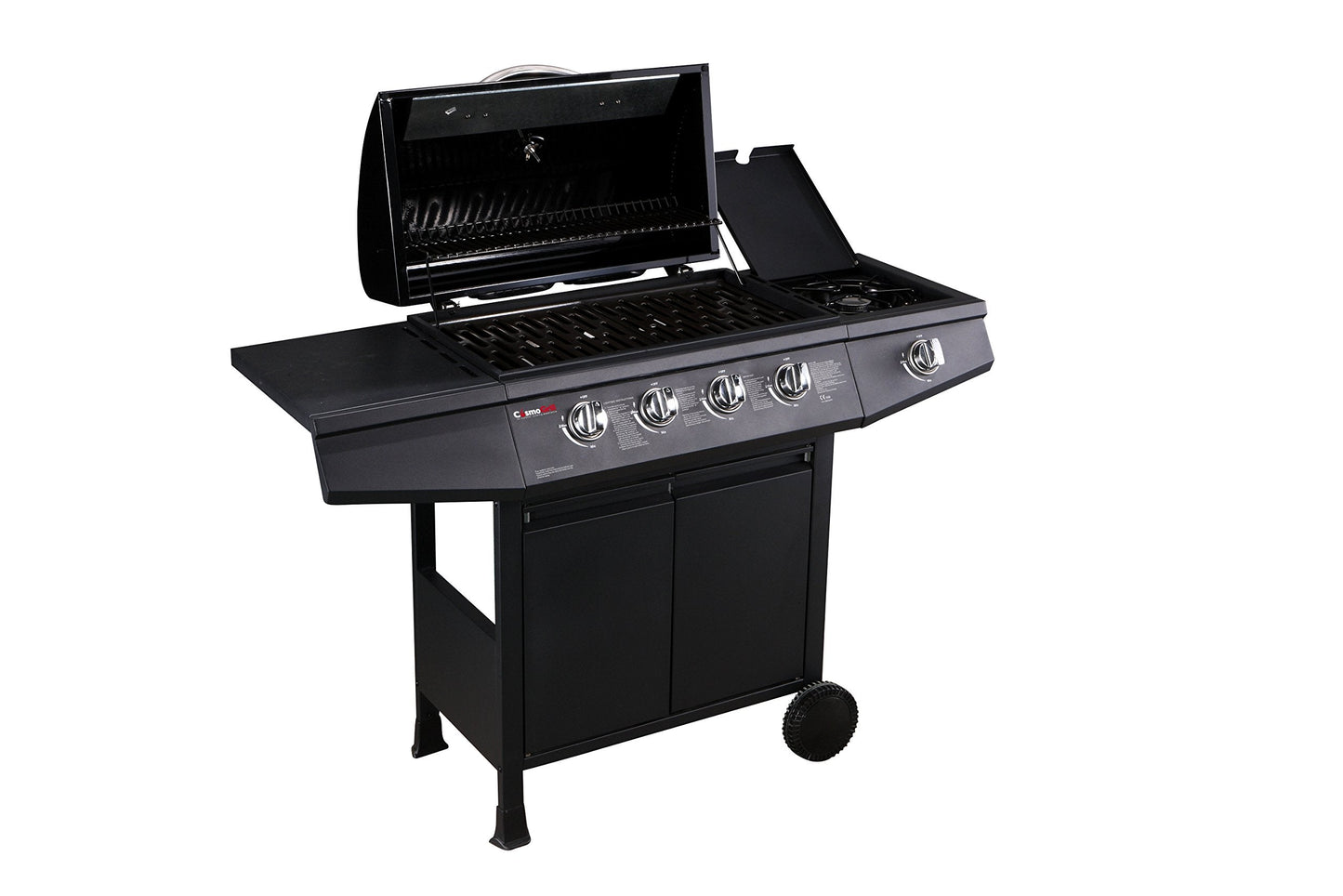 CosmoGrill Original 5 Gas Burner 4+1 Garden Grill, Steel Warming Rack, Side-Burner