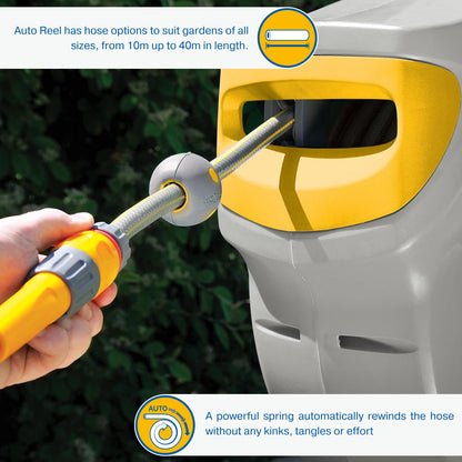 HOZELOCK - Auto Reel Wall-mounted 40m: Easy to Install, Child-lock, Auto-rewind