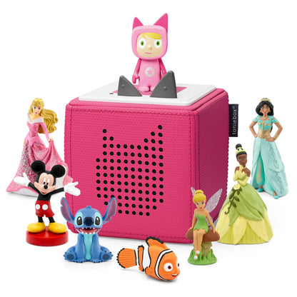 tonies Ultimate Disney Pink Toniebox Starter Set Bundle incl. with 7 Tonie Characters, Mickey Mouse