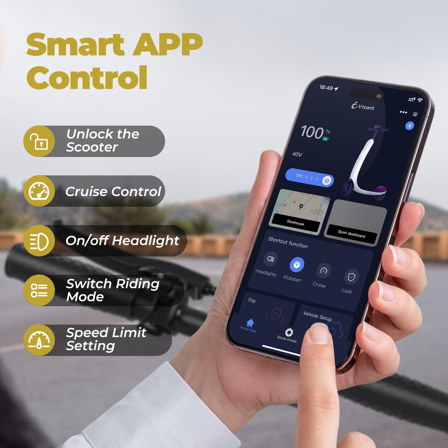 Riceel Electric Scooter, Max Speed 25 km/h, Max Range 20/30Km, 8.5" Solid Tire