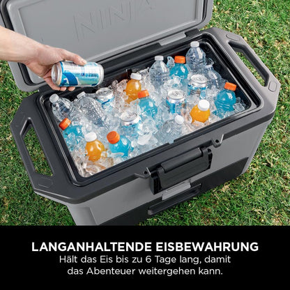 Ninja FrostVault Hard Cooler 47L, Premium Insulated Cool Box, Holds Ice Up to 6 Days, Built-in Dry Storage Drawer