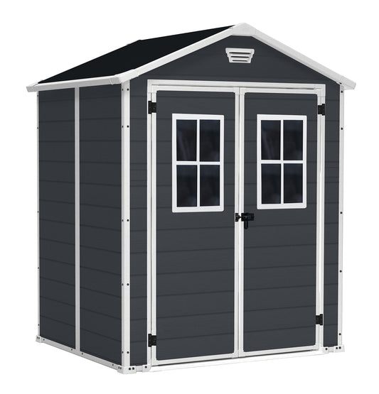 KETER 12-938205 Chalet and Garden Shed Premium Resin 65Dd Ant, Anthracite, 185 x 152 x 226 cm
