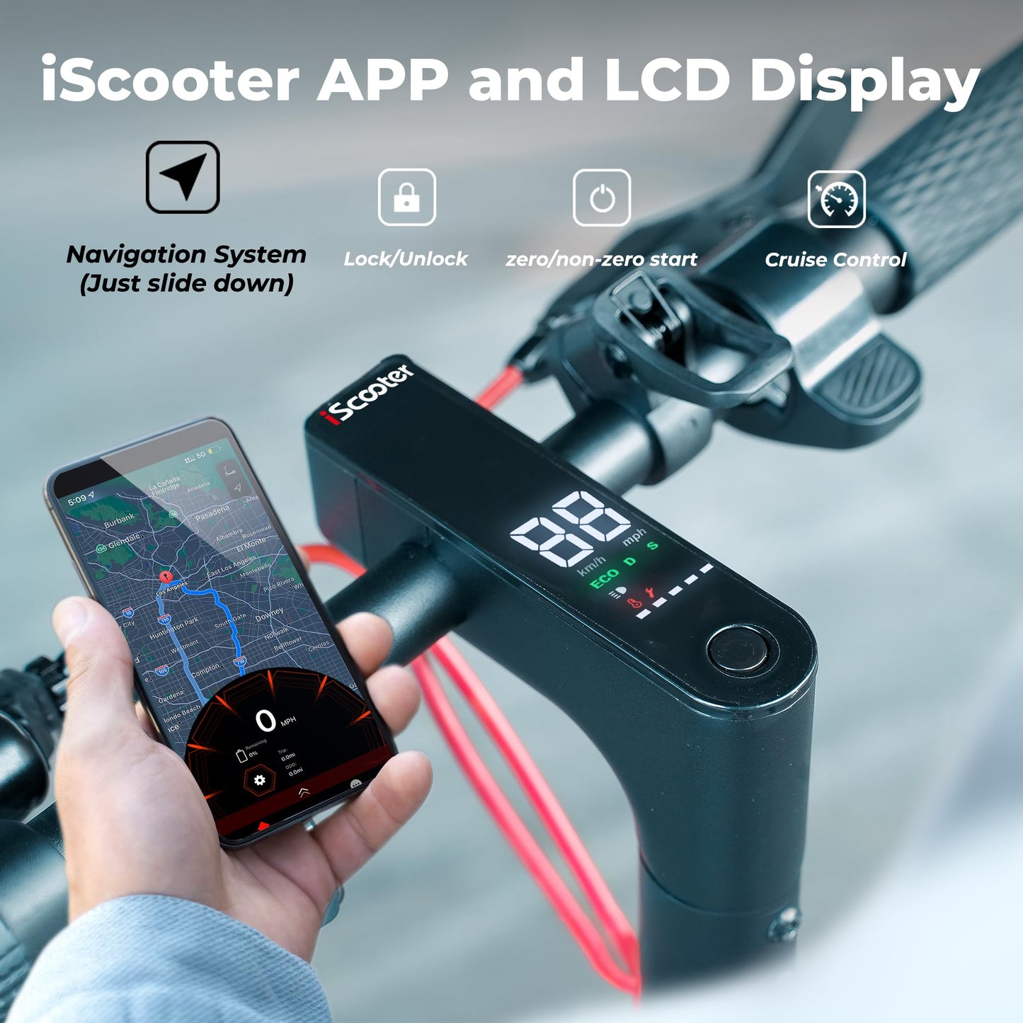 iScooter i10Plus/i10Max Fast Electric Scooter Adults, 50/80 KM Range, Support APP One-click Lock