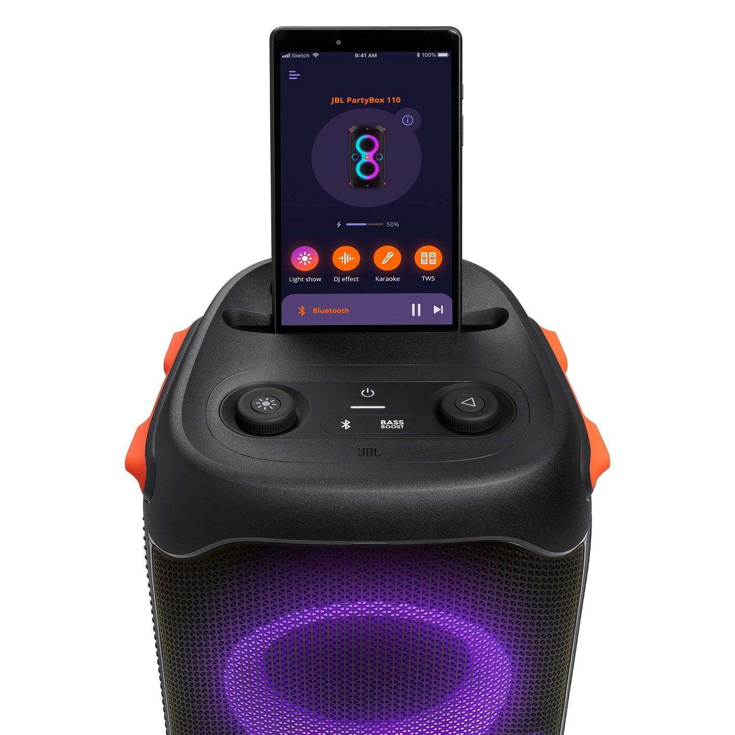 JBL PartyBox 110 in Black - Portable and Rolling Bluetooth Party Speaker