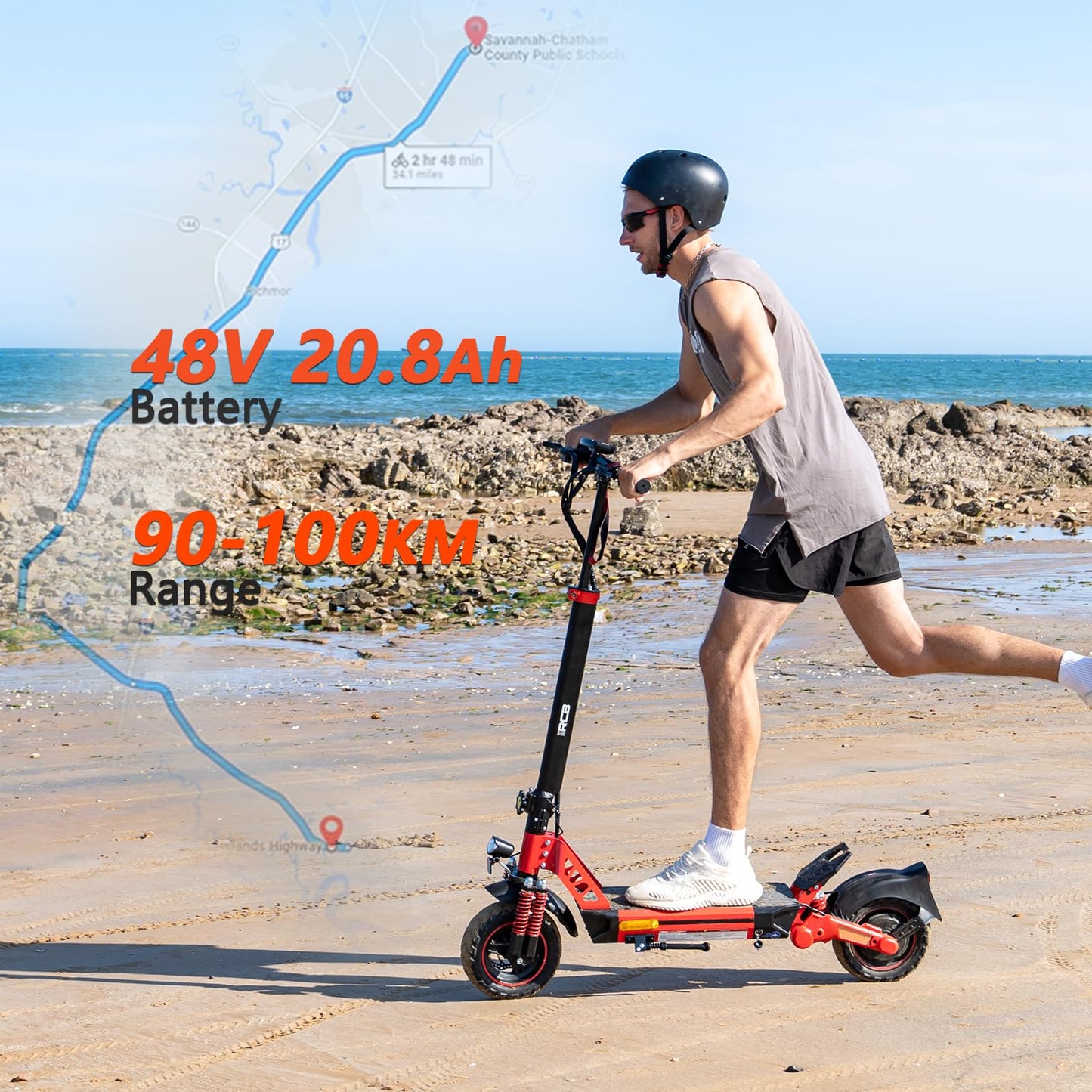 RCB D5 Electric Scooter Adults, E-Scooter, 90-100KM Range, 20.8Ah Battery, 500W Motor