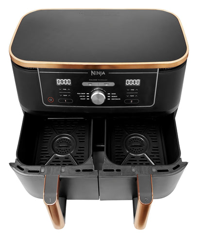 Ninja Foodi MAX Dual Zone Air Fryer, Amazon Exclusive, Tongs, 2 Drawers, 9.5L
