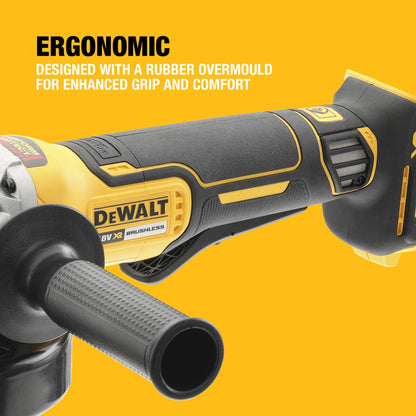 DEWALT 18V XR Brushless 125mm Paddle Switch Angle Grinder - Tool Only in TSTAK, DCG406NT-XJ
