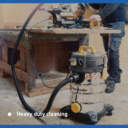 Vacmaster Wet & Dry Vacuum Cleaner 30L with Push Clean Filter. 240V L Class Industrial Dust Extractor.