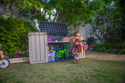 Keter Store-It Out Midi Outdoor Garden Storage Shed, Beige and Brown, 130 x 74 x 110 cm